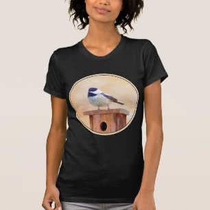 Chickadee on Birdhouse Painting Original Bird Art T-Shirt