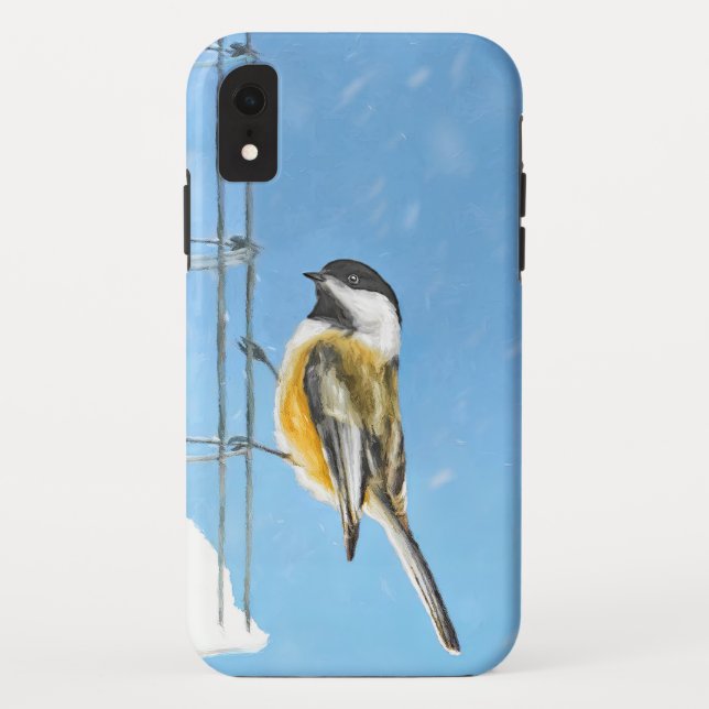 Chickadee on Feeder Painting - Original Bird Art Case-Mate iPhone Case (Back)