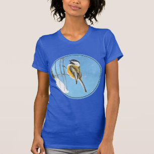 Chickadee on Feeder Painting - Original Bird Art T-Shirt