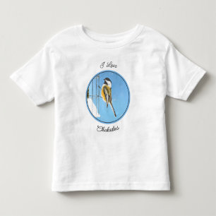 Chickadee on Feeder Painting - Original Bird Art Toddler T-Shirt