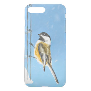 Chickadee on Feeder Painting - Original Bird Art iPhone 8 Plus/7 Plus Case