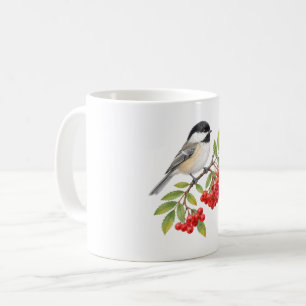 Chickadee on Rowan Berries Coffee Mug