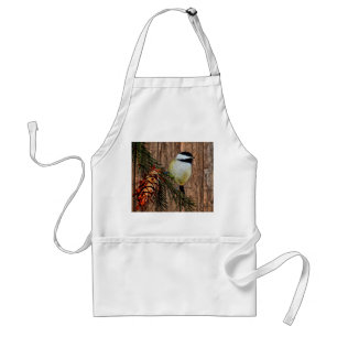 Chickadee on Rustic Barn Board Standard Apron