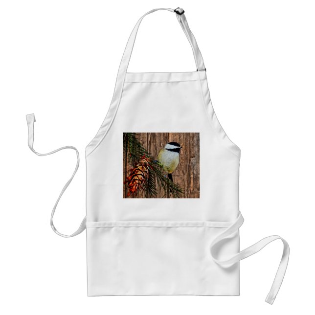 Chickadee on Rustic Barn Board Standard Apron (Front)