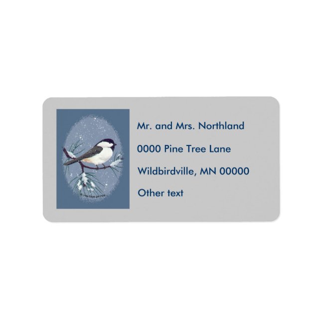 Chickadee Oval Grey Background Label (Front)