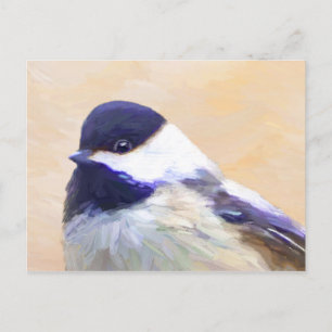 Chickadee Painting - Original Bird Art Postcard