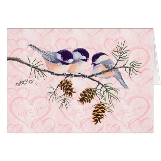 CHICKADEE & PINE CONES by SHARON SHARPE (Front Horizontal)