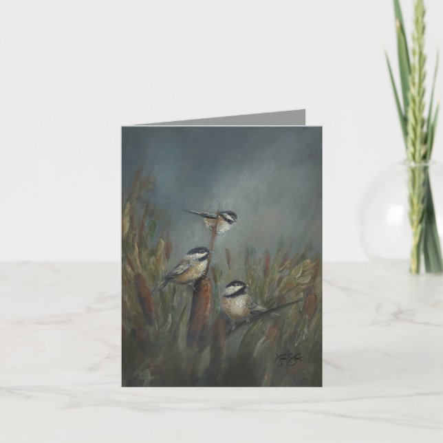 Chickadee Pond - hand painted Card (Front)