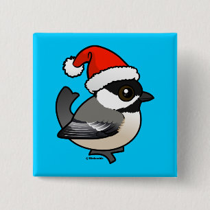 Chickadee Santa 15 Cm Square Badge