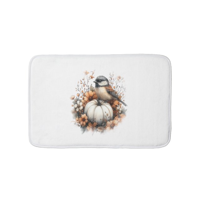 Chickadee Shirt Country Pumpkin Bath Mat (Front)