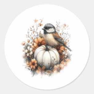 Chickadee Shirt Country Pumpkin Classic Round Sticker
