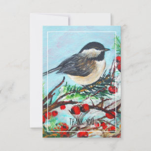 Chickadee-Sweet Winter Black-Capped Bird Thank You Card