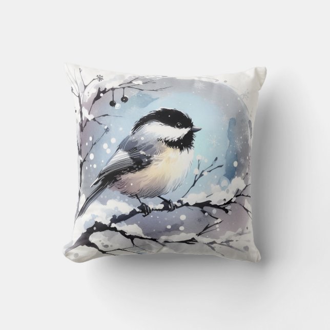 Chickadee Throw Pillow (Front)