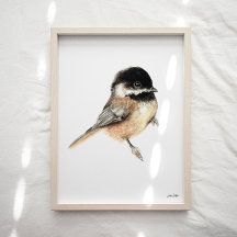 Chickadee Watercolor Art Print