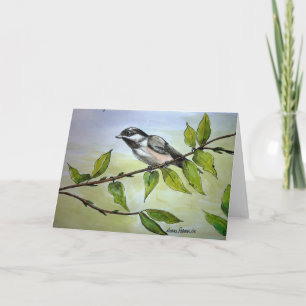 Chickadee, Watercolor Artwork, Painting Print Card