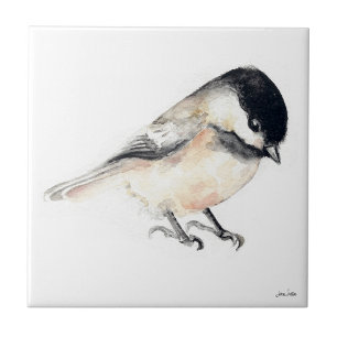 Chickadee Watercolor Ceramic Tile