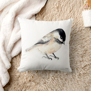 Chickadee Watercolor Cushion