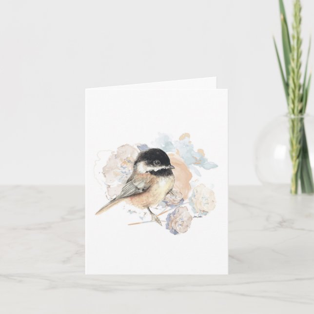 Chickadee Watercolor Note Card (Front)