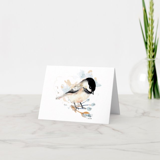 Chickadee Watercolor Note Card (Chickadee watercolor note card by Jenn Steffen Art)