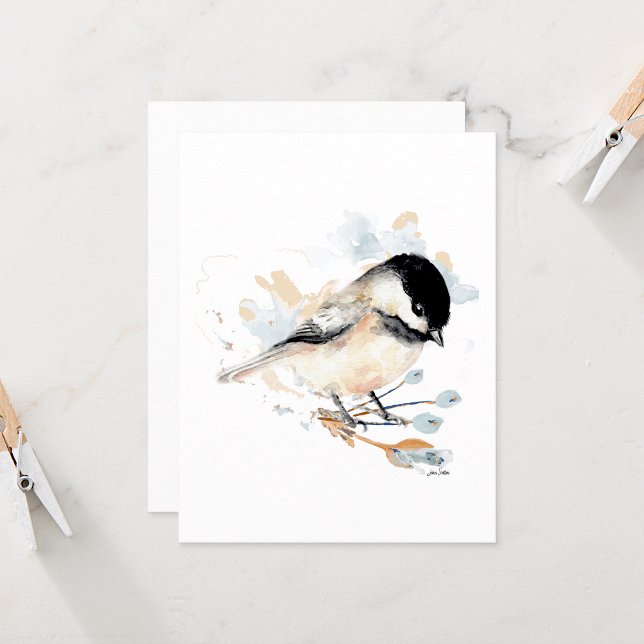 Chickadee Watercolor Note Card (Chickadee watercolor note card by Jenn Steffen Art)