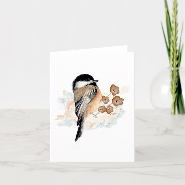 Chickadee Watercolor Note Card (Chickadee watercolor note card by Jenn Steffen Art)