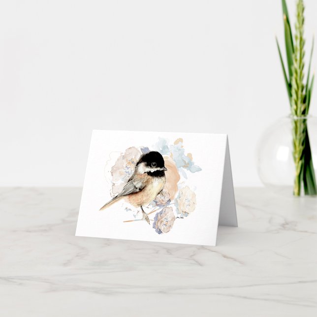 Chickadee Watercolor Note Card (Chickadee watercolor notecard by Jenn Steffen Art)