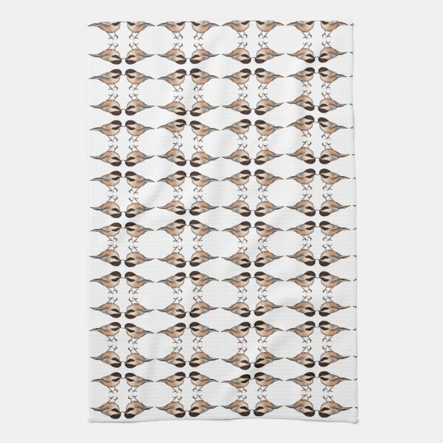Chickadee White Geometric Kitchen Towel (Vertical)