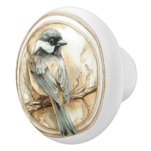 Chickadee Wild Tame and Timeless Collection Ceramic Knob