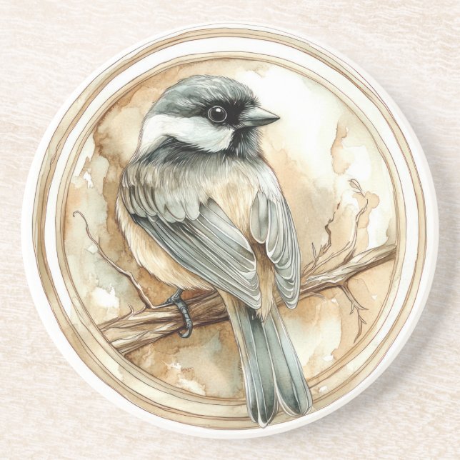 Chickadee Wild Tame and Timeless Collection Coaster (Front)