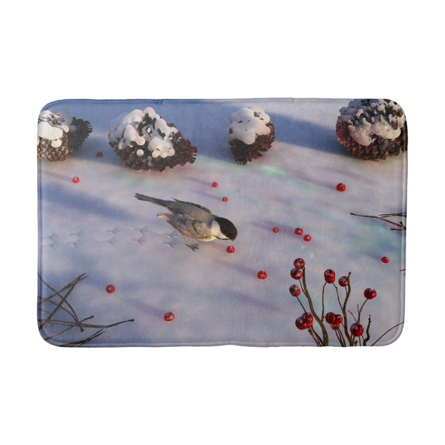 Chickadee Winter Bathmat (Front)