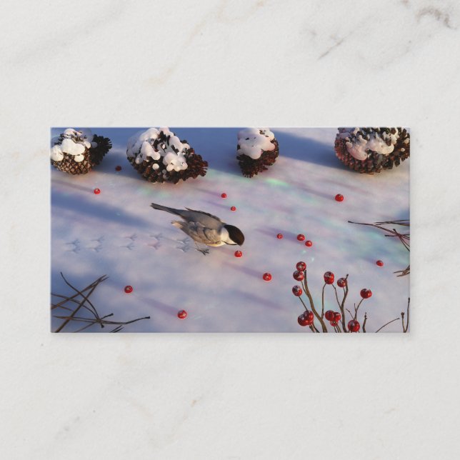 Chickadee Winter Bookmarks Business Card (Front)