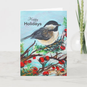 Chickadee Winter Happy Holidays Card
