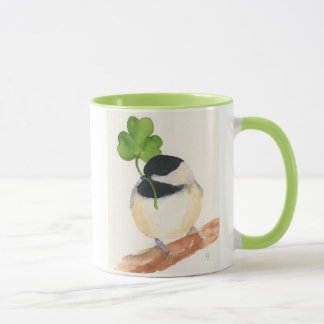 Chickadee with Lucky Clover Coffee Mug