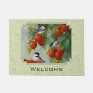 Chickadees and Apple Tree Green Doormat