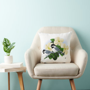 Chickadees and Dogwood Flower Cushion