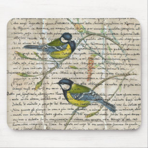 chickadees birds collage mouse pad