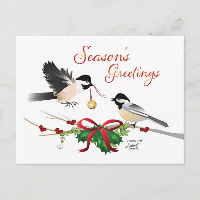 Chickadees Christmas Flat Postcard (Front)