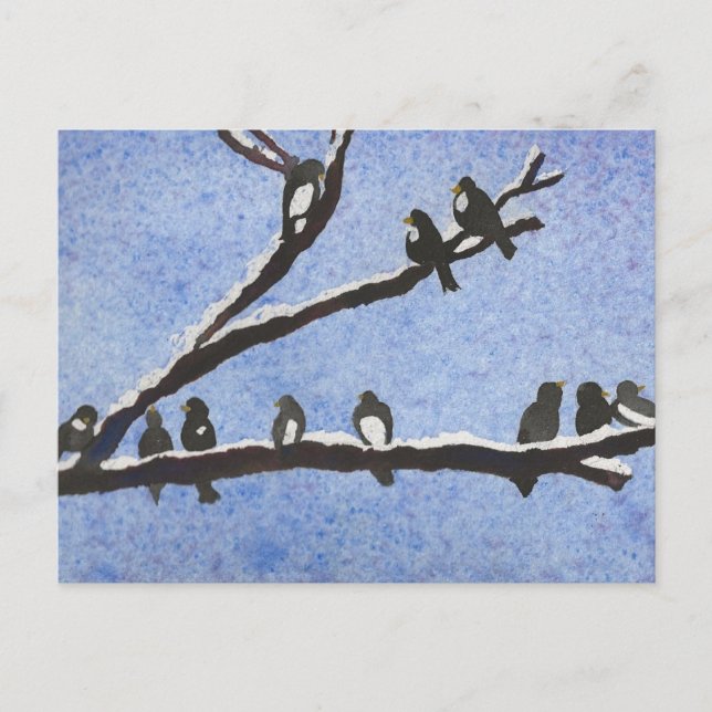 Chickadees on Snowy Branches Postcard (Front)