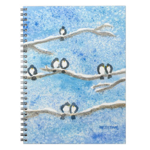 Chickadees on Tree Branches in Winter Snow  Notebook
