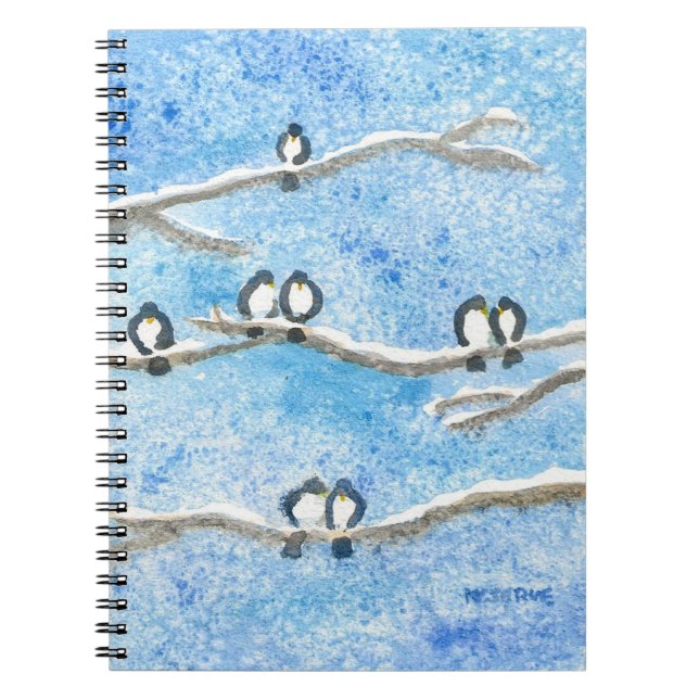 Chickadees on Tree Branches in Winter Snow  Notebook (Front)