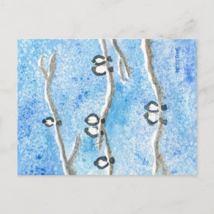 Chickadees on Tree Branches in Winter Snow Postca Postcard