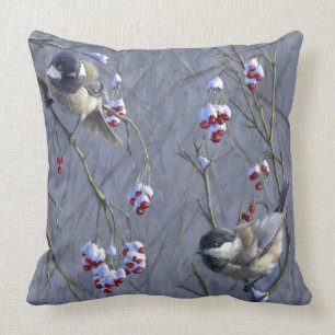 Chickadees & Redpoll Reversible Accent Pillow