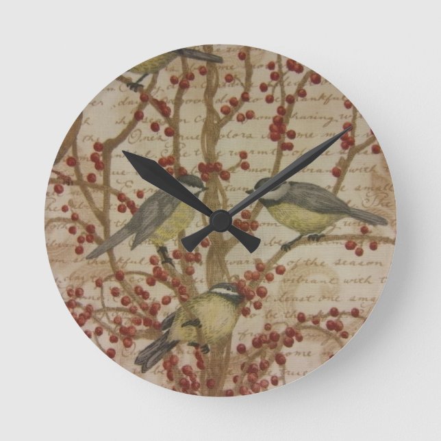Chickadees Round Clock (Front)