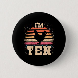 Chicken 10 Year Old Birthday Boy Girl 10th Chicken 6 Cm Round Badge