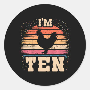 Chicken 10 Year Old Birthday Boy Girl 10th Chicken Classic Round Sticker