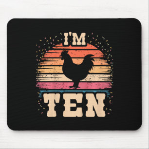 Chicken 10 Year Old Birthday Boy Girl 10th Chicken Mouse Pad