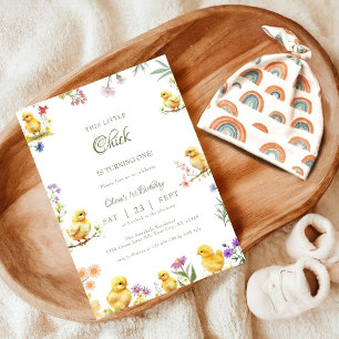 Chicken 1st birthday This Chick is one Birthday  Invitation
