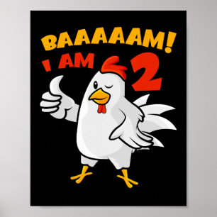 Chicken 2nd Birthday Party Farm Chick Rnyard Cluck Poster