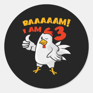 Chicken 3rd Birthday Party Farm Chick Rnyard Cluck Classic Round Sticker