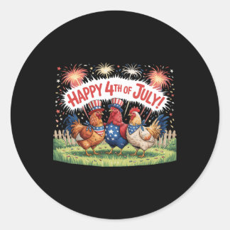 Chicken 4th Of July Farm Independence Day Usa Fire Classic Round Sticker